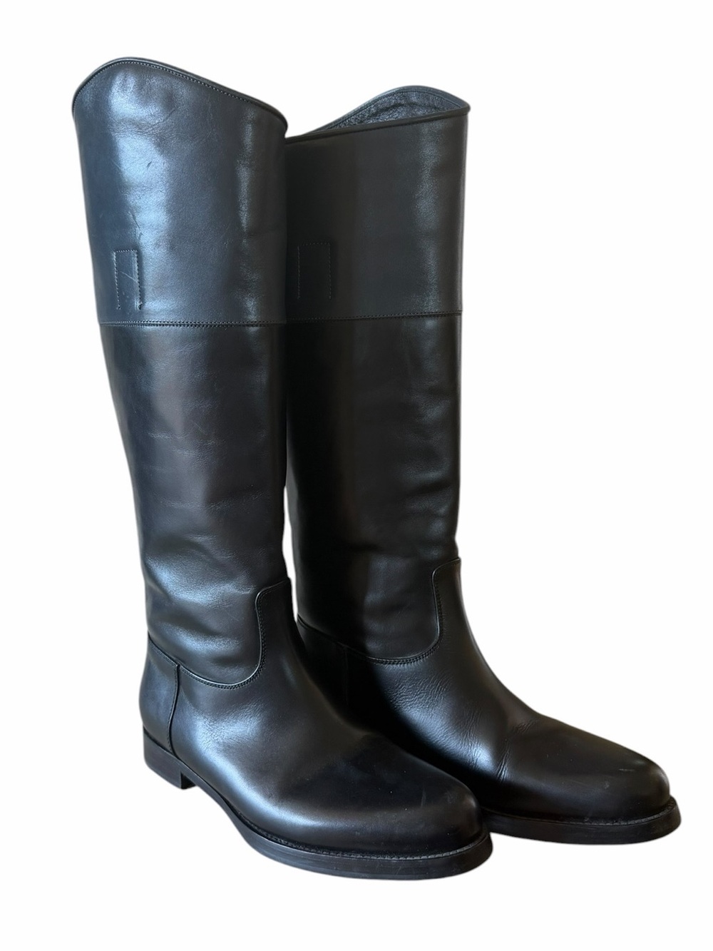 Jil Sander Two-Tone Black Grey Leather Riding Boots Size 37 EU (6.5US)  Preowned